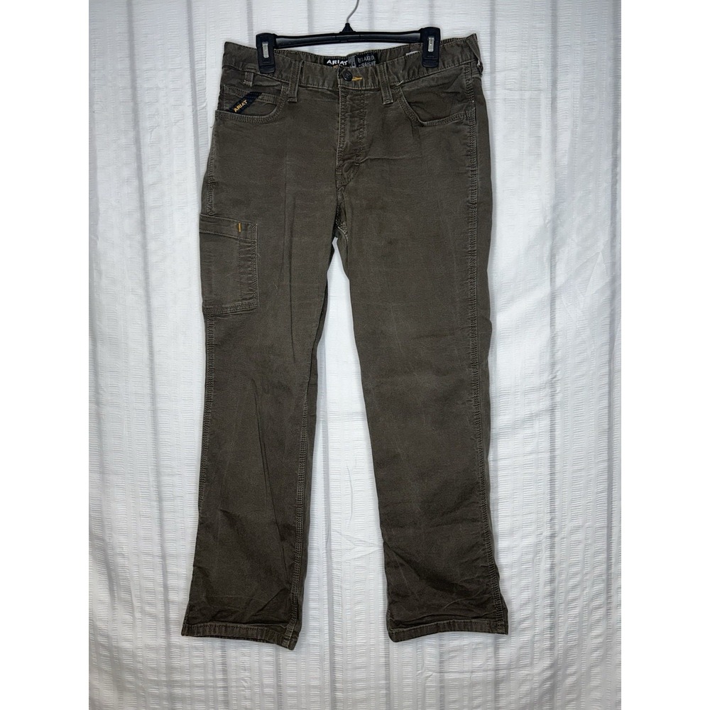 ARIAT Pants Rebar M4 Durastretch Straight Relaxed Brown Canvas Mens 33x32